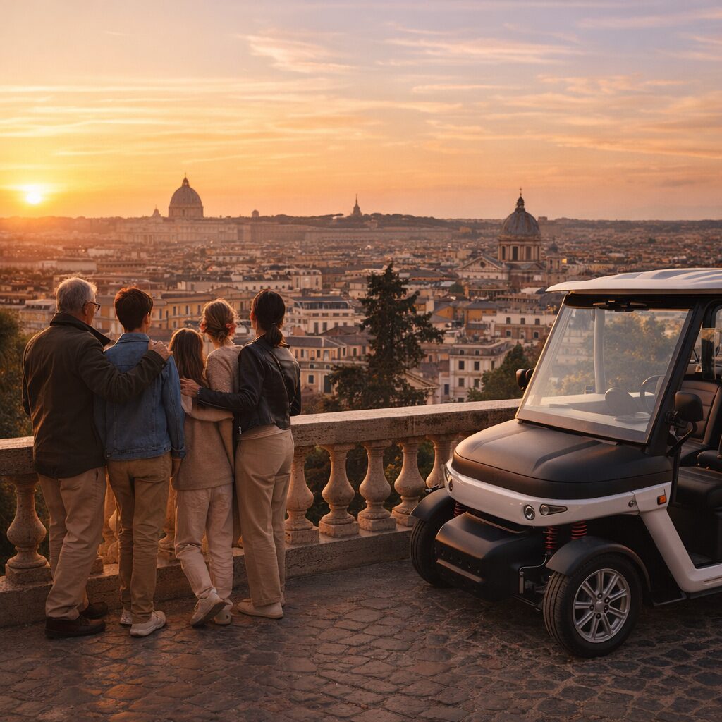 Panoramic Rome viewpoint during a private golf cart tour