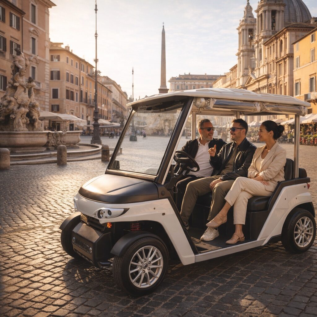 Private electric golf cart with a local guide in Rome’s historic center.